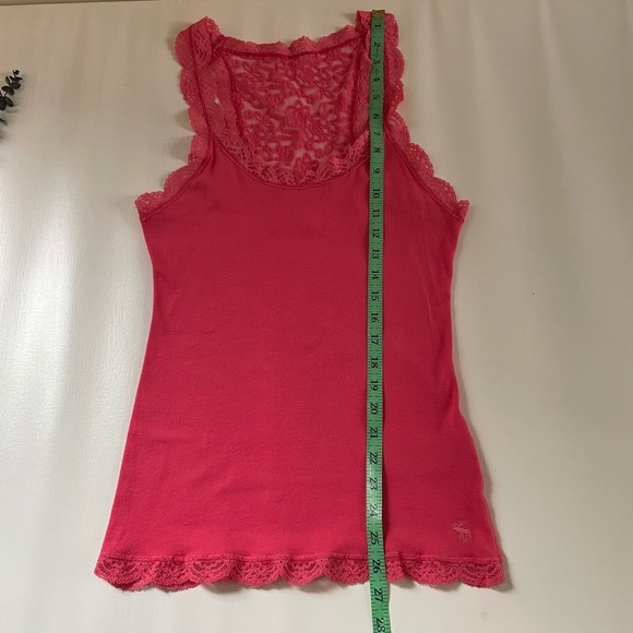 Y2K Abercrombie Fitch Lace Trim Fitted Women Large Tank Top Logo Indie Romantic - Picture 9 of 13